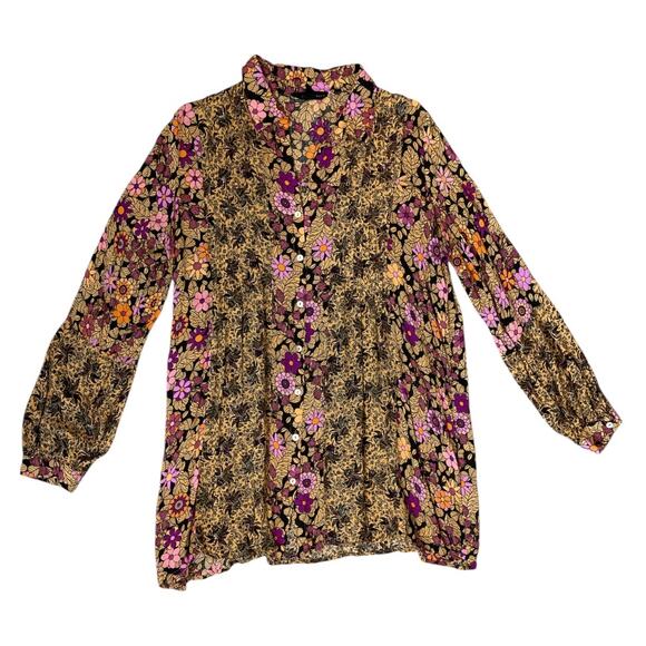 Jane + Delancey Floral Button Down Blouse Medium - Picture 6 of 7